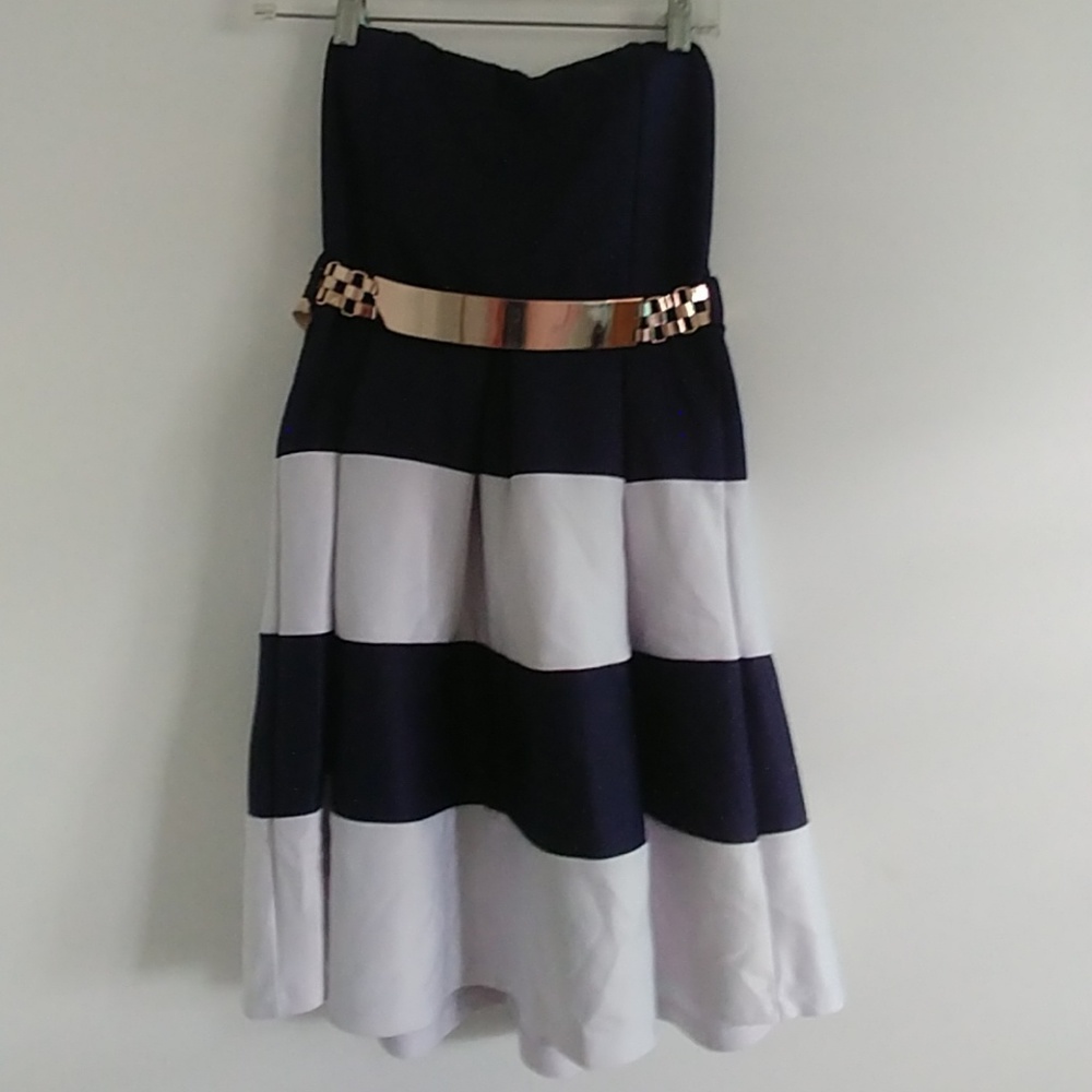 Blue and white dress